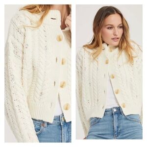 SOMETHING NAVY Cream Embellished Floral Sequin Cable Knit Cardigan XXL